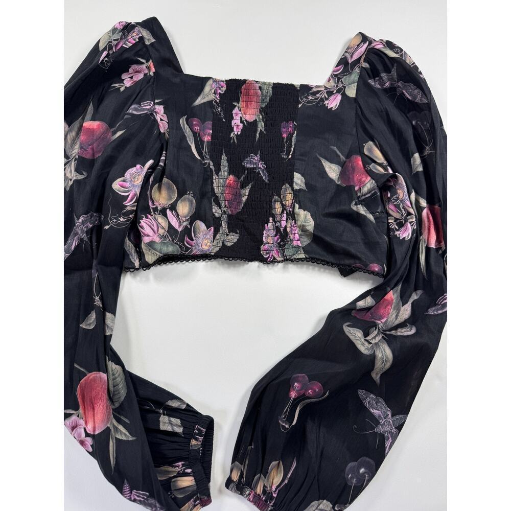 ALLSAINTS Ria Soleil Linen & Silk Crop Top In Black New Without Tags Size 8 $219 - Picture 7 of 7